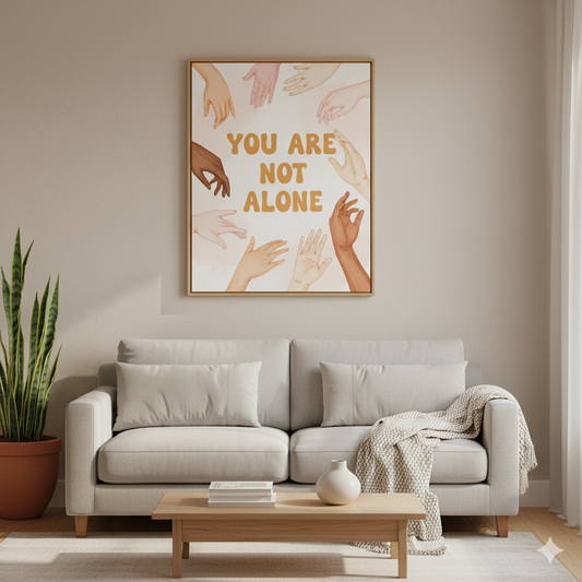 Motivational Canvas Art, You Are Not Alone, Inspirational Wall Decor, Friendship Gift, Supportive Home Decor, Mental Health Awareness
