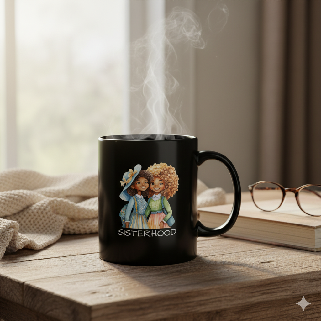 Sisterhood Black Mug - Perfect Gift for Friends, Tea Lovers, Cozy Moments, Birthday, Inspirational, Sister Gifts